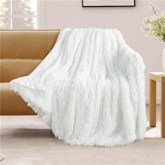 Fluffy Throw Blanket, Faux Fur Fuzzy Blanket for Couch Sofa Bed, 50x60 Inches - Picture 3 of 7